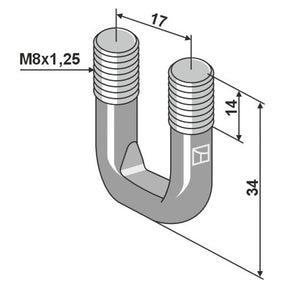 Bügelschraube 3017760 zu Lemken M8 x 1,25 mm – Landtechnik Ersatzteil