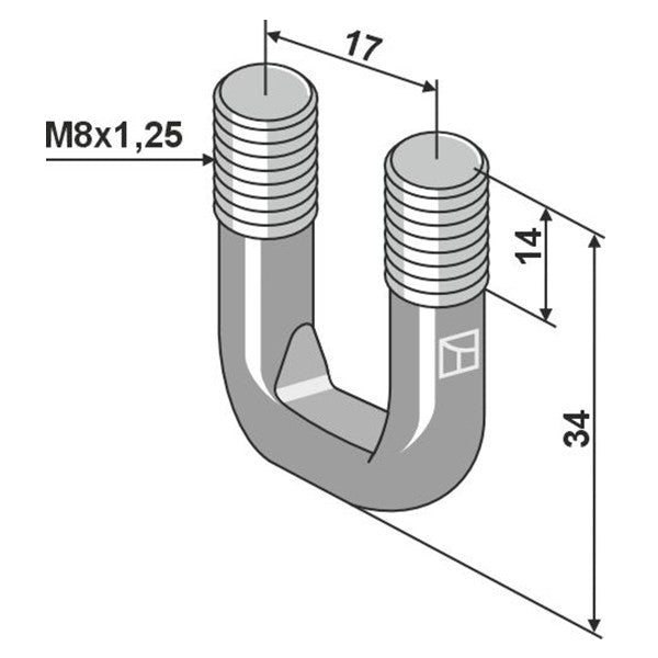 Bügelschraube 3017760 zu Lemken M8 x 1,25 mm – Landtechnik Ersatzteil