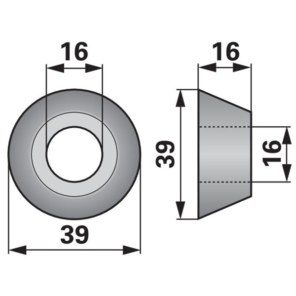 Dichtungskappe AD 39 x ID 16 x H 16 mm ESM 5111320 – Landtechnik Ersatzteil