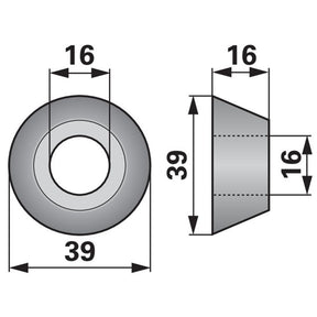 Dichtungskappe AD 39 x ID 16 x H 16 mm ESM 5111320 – Balkenmäher Ersatzteil