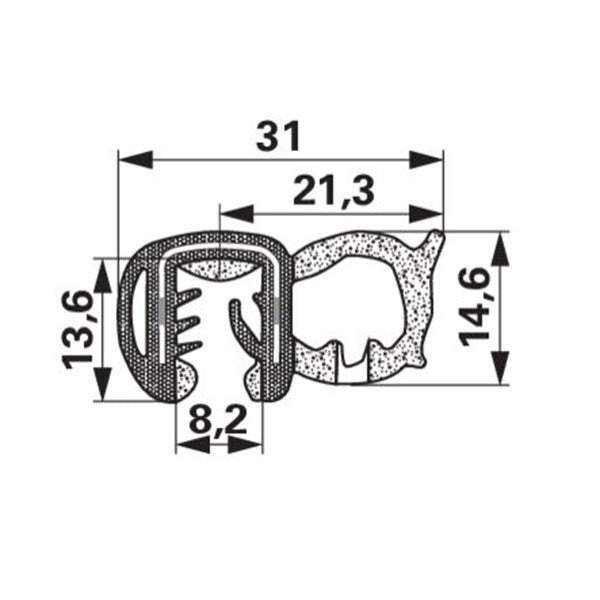 Dichtungsprofil/Gummiklemmprofil mit Kleber - Klemmbereich 5-6 mm – Dichtungen Ersatzteil