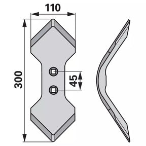 Doppelherzschar - Arbeitsbreite 110 mm – Grubber Schare Ersatzteil