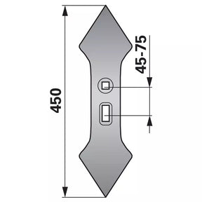 Doppelherzschare 135 mm Lochabstand 45-75 mm, Radius 300 – Landtechnik Ersatzteil