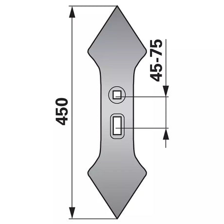 Doppelherzschare 135 mm Lochabstand 45-75 mm, Radius 300 – Landtechnik Ersatzteil