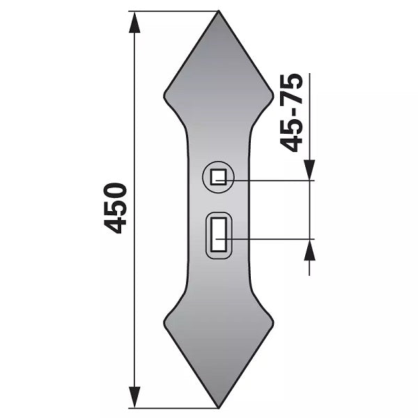 Doppelherzschare 135 mm Lochabstand 45-75 mm, Radius 300 – Landtechnik Ersatzteil