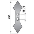 Doppelherzschare 135 mm Lochabstand 45-75 mm, Radius 300 – Weinbau Ersatzteil
