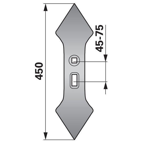 Doppelherzschare 135 mm Lochabstand 45-75 mm, Radius 300 – Weinbau Ersatzteil
