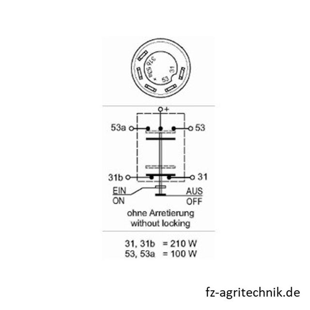 Druckknopfschalter Taster gelb für Waschanlage - 5 Flachstecker-Anschlüsse