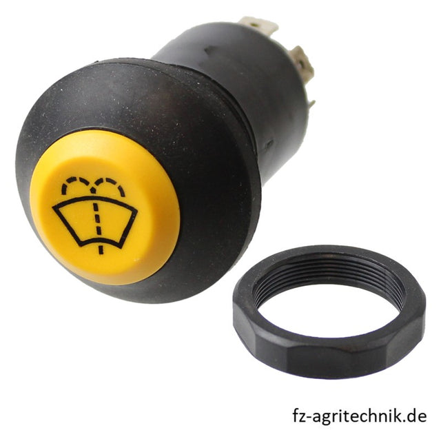 Druckknopfschalter Taster gelb für Waschanlage - 5 Flachstecker-Anschlüsse – Landtechnik Ersatzteil
