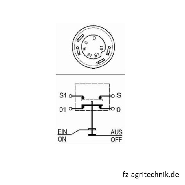 Druckknopfschalter Taster grün für Waschanlage - 4 Flachstecker-Anschlüsse