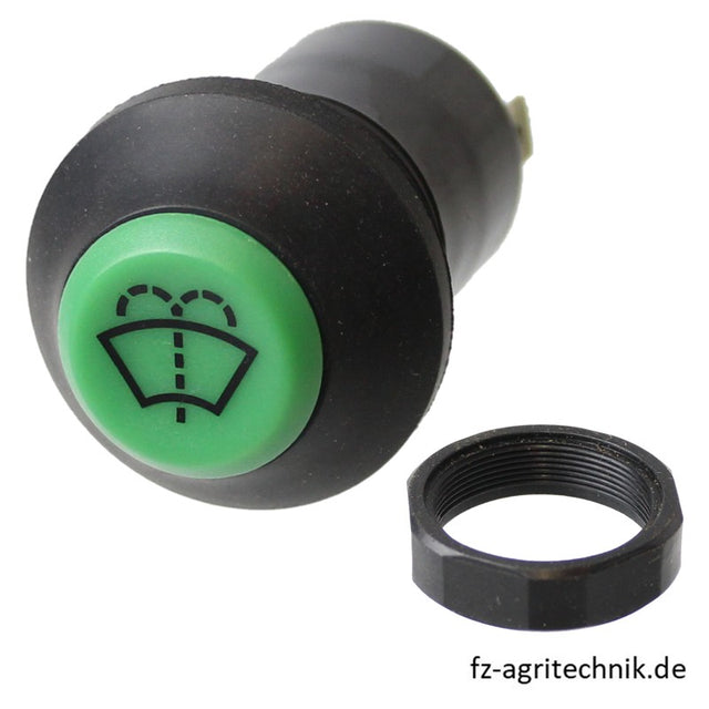 Druckknopfschalter Taster grün für Waschanlage - 4 Flachstecker-Anschlüsse – Schalter Ersatzteil