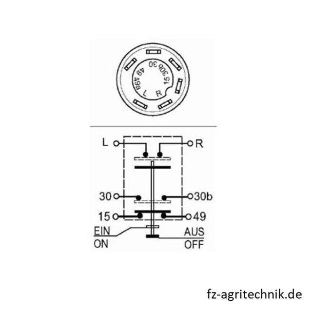 Druckknopfschalter gelb für Gebläse - 6 Flachstecker-Anschlüsse