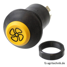 Druckknopfschalter gelb für Gebläse - 6 Flachstecker-Anschlüsse – Schalter für Traktor Ersatzteil