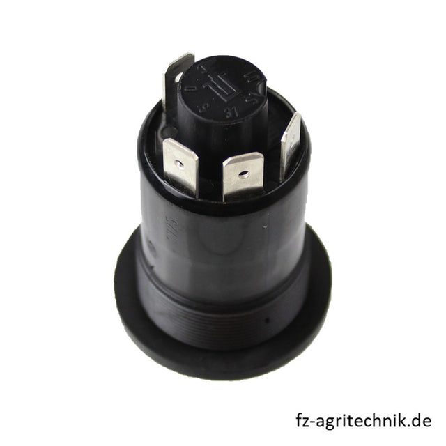 Druckknopfschalter gelb für Rundumleuchte - 4 Flachstecker-Anschlüsse