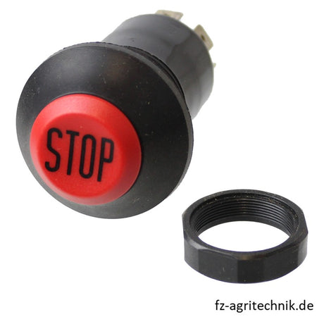 Druckknopfschalter rot für Stop - 7 Flachstecker-Anschlüsse – Schalter für Traktor Ersatzteil