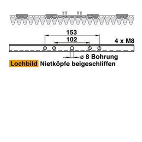 Mähmesser 107 cm Esm 249.1350  mit 21 Klingenspitzen – Klingen für Balkenmäher Ersatzteil