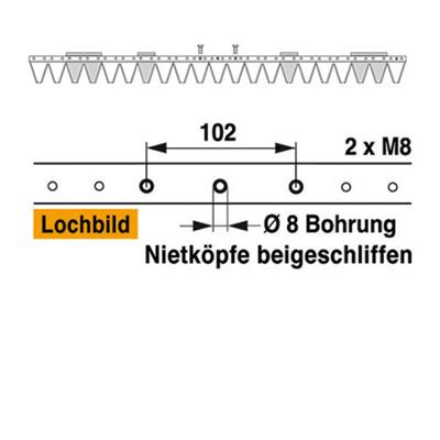 Mähmesser 107 cm Esm 248.0470 mit 21 Klingenspitzen – Balkenmäher Ersatzteil