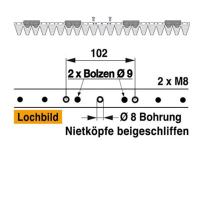 Mähmesser 107 cm Esm 248.1040 mit 21 Klingenspitzen – Klingen für Balkenmäher Ersatzteil