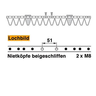 Mähmesser 71 cm Esm 248.1140 mit 14 Klingenspitzen – Balkenmäher Ersatzteil