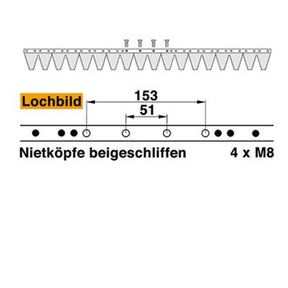 Mähmesser L 91 cm, 18 Klingen, glatt, ESM 2489540 – Messer für Balkenmäher Ersatzteil