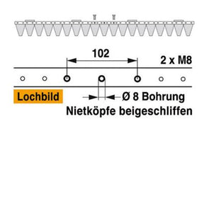 Mähmesser 97 cm Esm 248.0110 mit 19 Klingenspitzen – Klingen für Balkenmäher Ersatzteil