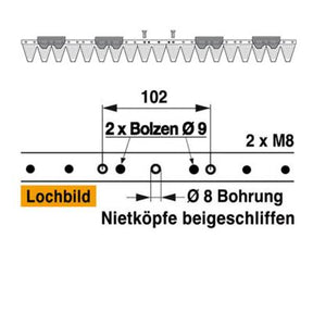 Mähmesser 97 cm Esm 248.1030 mit 19 Klingenspitzen – Balkenmäher Ersatzteil