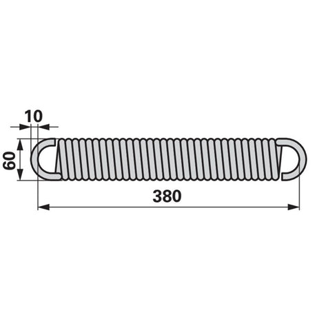 Eggenklappfeder / Zugfeder 380mm – Deutz Zugfedern Ersatzteil