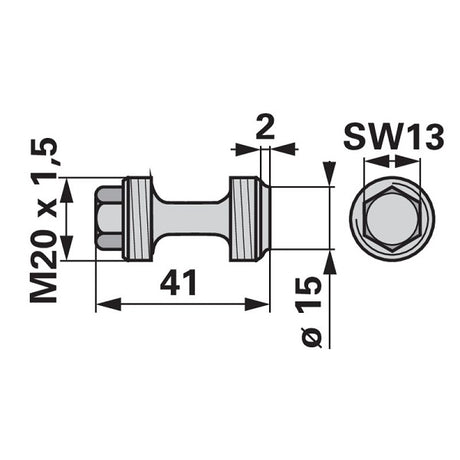 Einstellschraube M20 x 41 mm zu Aebi 580466660 – Schrauben Ersatzteil