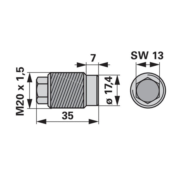 Einstellschraube M20 x 35 mm anstelle von Reform 110.415.313 – Schrauben Ersatzteil