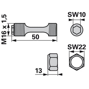 Einstellschraube M16 x 50 mm, mit Mutter anstelle von Reform 580586610 – Saattechnik Sonstiges Ersatzteil