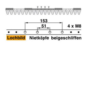 Mähmesser 102 cm Esm 249.1210 mit 20 Klingenspitzen – Klingen für Balkenmäher Ersatzteil