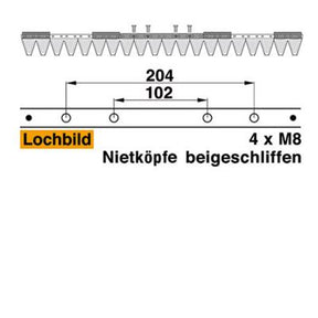 Mähmesser 102 cm Esm 249.1620 mit 20 Klingenspitzen – Klingen für Balkenmäher Ersatzteil
