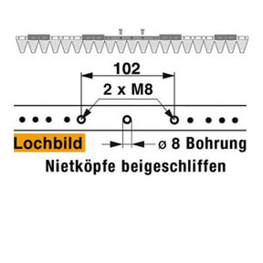 Mähmesser 107 cm Esm 249.1140 mit 21 Klingenspitzen – Klingen für Balkenmäher Ersatzteil
