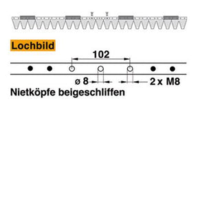 Mähmesser 117 cm Esm 248.1790 mit 23 Klingenspitzen – Klingen für Balkenmäher Ersatzteil