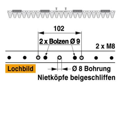 Mähmesser 117 cm Esm 248.2050 mit 23 Klingenspitzen – Klingen für Balkenmäher Ersatzteil