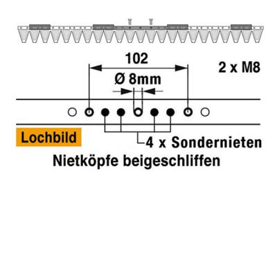 Mähmesser 117 cm Esm 249.1910 mit 23 Klingenspitzen – Klingen für Balkenmäher Ersatzteil
