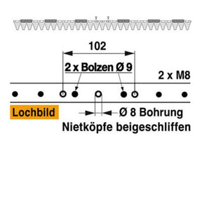 Mähmesser 148 cm Esm 248.2070 mit 29 Klingenspitzen – Klingen für Balkenmäher Ersatzteil