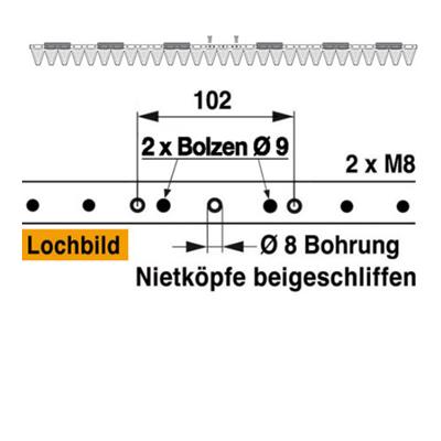 Mähmesser 148 cm Esm 248.2070 mit 29 Klingenspitzen – Klingen für Balkenmäher Ersatzteil