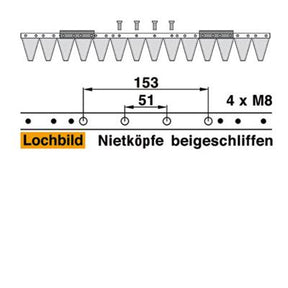 Mähmesser 71 cm ESM 248.1850 mit 14 Klingenspitzen – Balkenmäher Ersatzteil