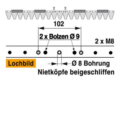 Mähmesser 97 cm Esm 248.2030 mit 19 Klingenspitzen – Klingen für Balkenmäher Ersatzteil