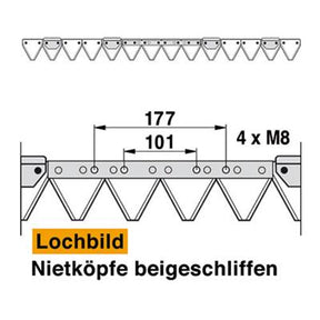 Mähmesser 107 cm Esm 259.0250 mit 14 Klingenspitzen – Klingen für Balkenmäher Ersatzteil
