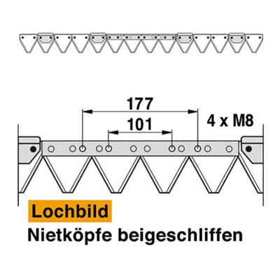 Mähmesser 107 cm Esm 259.0250 mit 14 Klingenspitzen – Klingen für Balkenmäher Ersatzteil