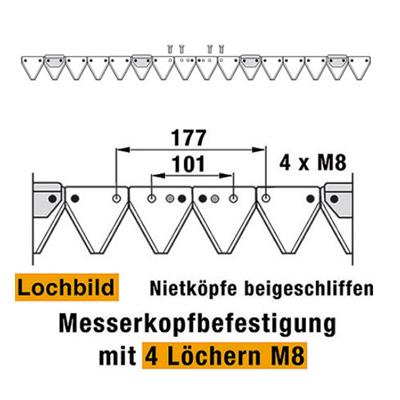 Mähmesser 122 cm Esm 257.0510 mit 16 Klingenspitzen – Klingen für Balkenmäher Ersatzteil