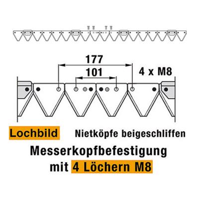 Mähmesser 137 cm Esm 257.0520 mit 18 Klingenspitzen – Balkenmäher Ersatzteil