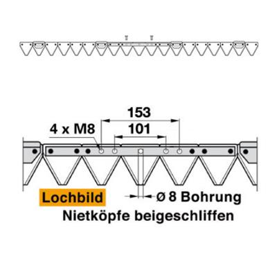 Mähmesser 145 cm Esm 259.0510 mit 19 Klingenspitzen – Klingen für Balkenmäher Ersatzteil