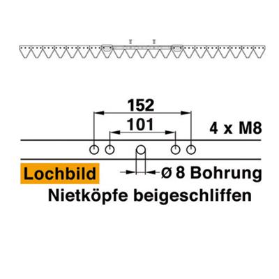 Mähmesser 160 cm ESM 259.1110 mit 21 Klingenspitzen – Balkenmäher Ersatzteil