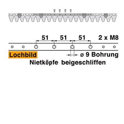 Mähmesser 102 cm Esm 251.0760 mit 20 Klingenspitzen – Balkenmäher Ersatzteil