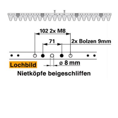 Mähmesser 107 cm Esm 248.1380 mit 21 Klingenspitzen – Klingen für Balkenmäher Ersatzteil
