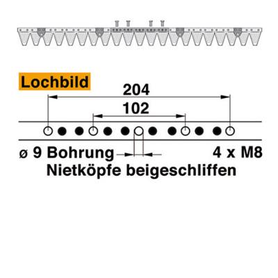 Mähmesser 107 cm Esm 249.2280 mit 21 Klingenspitzen – Klingen für Balkenmäher Ersatzteil