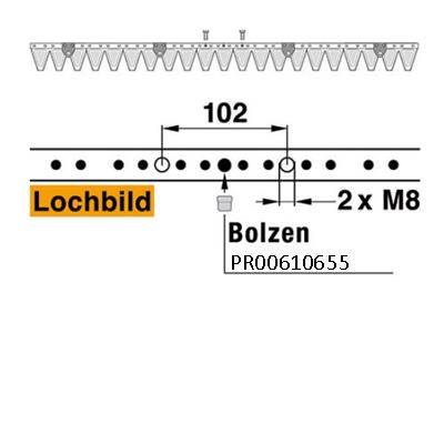 Mähmesser 107 cm Esm 250.0050 mit 21 Klingenspitzen – Klingen für Balkenmäher Ersatzteil